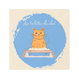 Metal Print, Les Toilettes Du Chat Metal Print