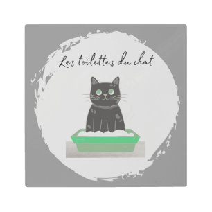 Metal Print, Les Toilettes Du Chat Print