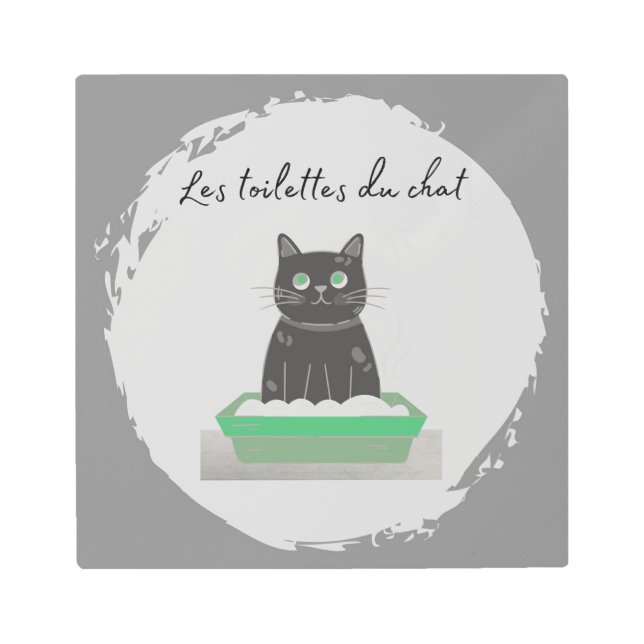 Metal Print, Les Toilettes Du Chat Print (Front)