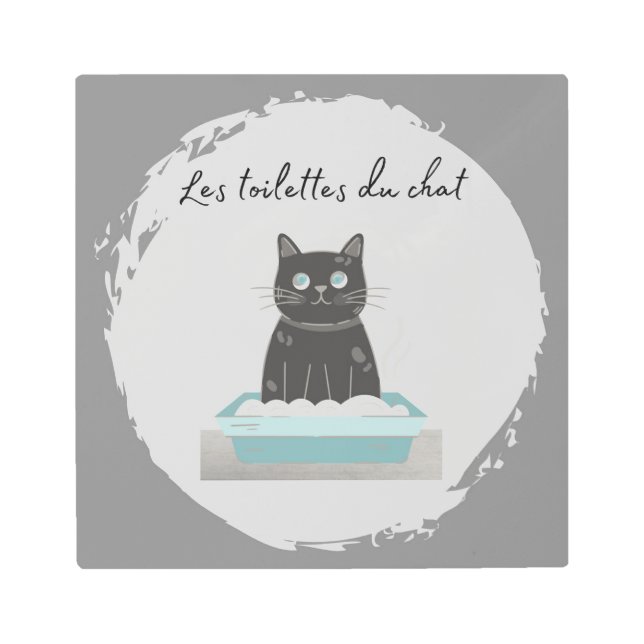 Metal Print, Les Toilettes du Chat Print (Front)