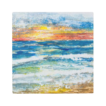 Metal Print - Sea Waves Sunset