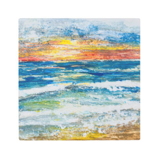 Metal Print - Sea Waves Sunset