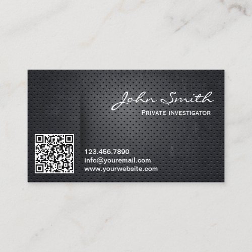Metal QR Code Investigator Professional Dark Business Card