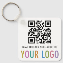 Metal QR Code Keychain Custom Business Logo Square