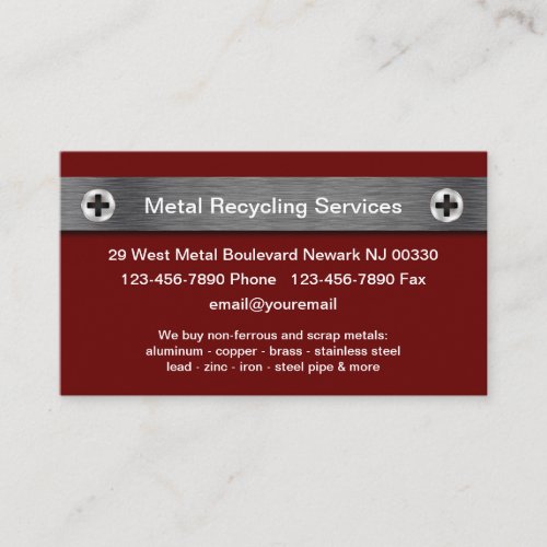 Metal Recycling Services Business Cards