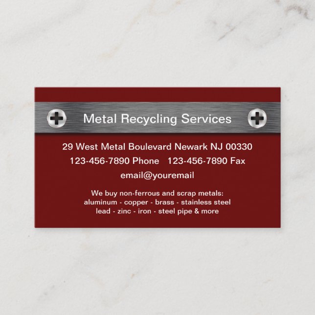 Metal Recycling Services Business Cards (Front)