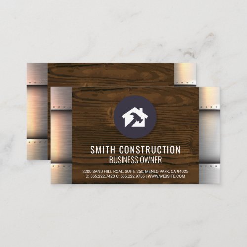 Metal Rivets  Wood  Home Hammer Logo Business Card