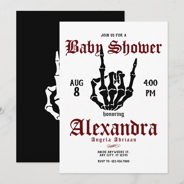 Metal Rock Baby Shower Invitation (Front/Back)