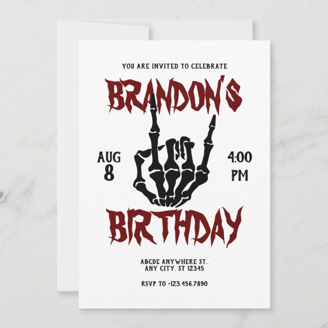 Metal Rock Birthday Invitation (Front)