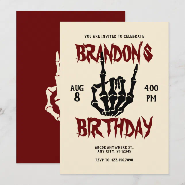 Metal Rock Birthday Invitation | Zazzle