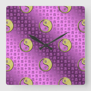 Metal Rooster Square Wall Clock