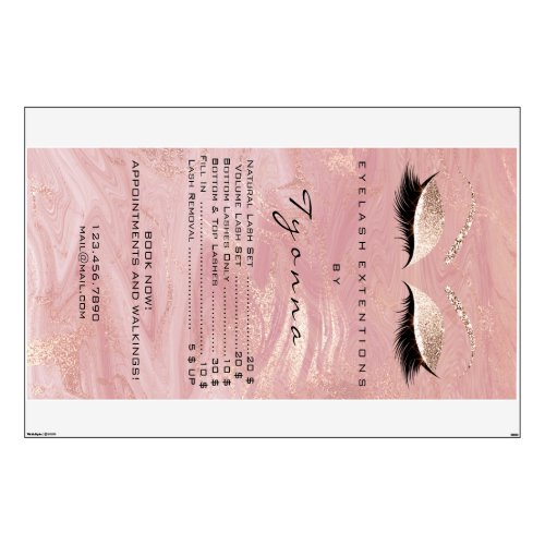 Metal Rose Pink Marbl Price List Beauty Studio Big Wall Decal