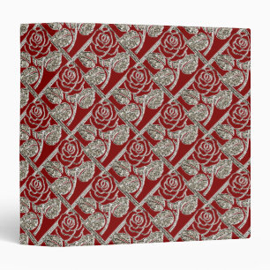 Metal Roses 03 Red Silver-Notebook Binder