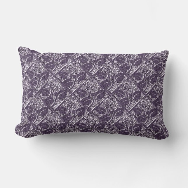 Metal Roses-07-Light Purple-Lumbar Throw Pillow (Front)