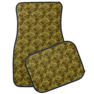 Metal Roses 09-Green-Gold-CAR FLOOR MATS