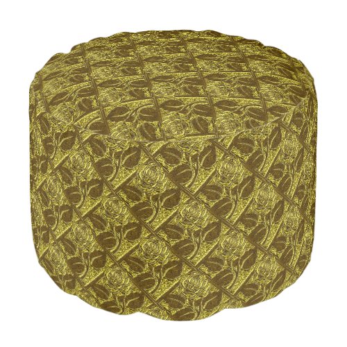 Metal Roses 09 Green Gold_Round Pouf Seat