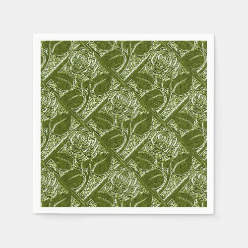 Metal Roses_12_Olive Green_Paper Cocktail Napkins