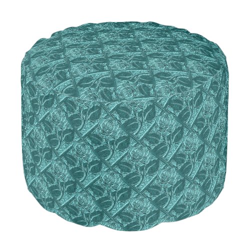 Metal Roses 18 Lt Teal_Round Pouf Seat