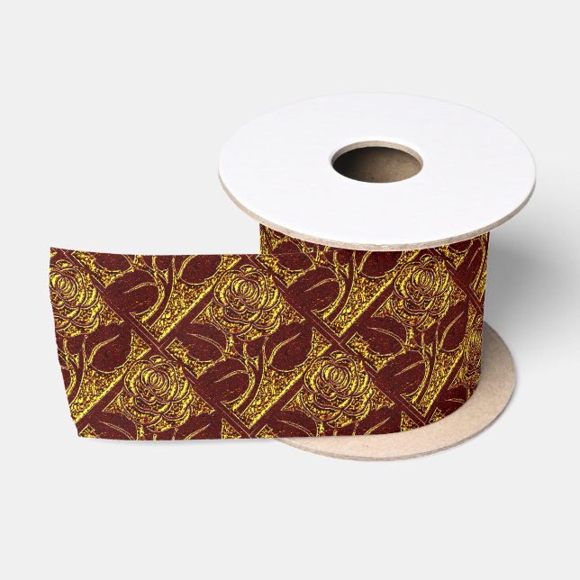 Metal Roses 20-RED GOLD-RIBBON SPOOL Satin Ribbon (Spool)