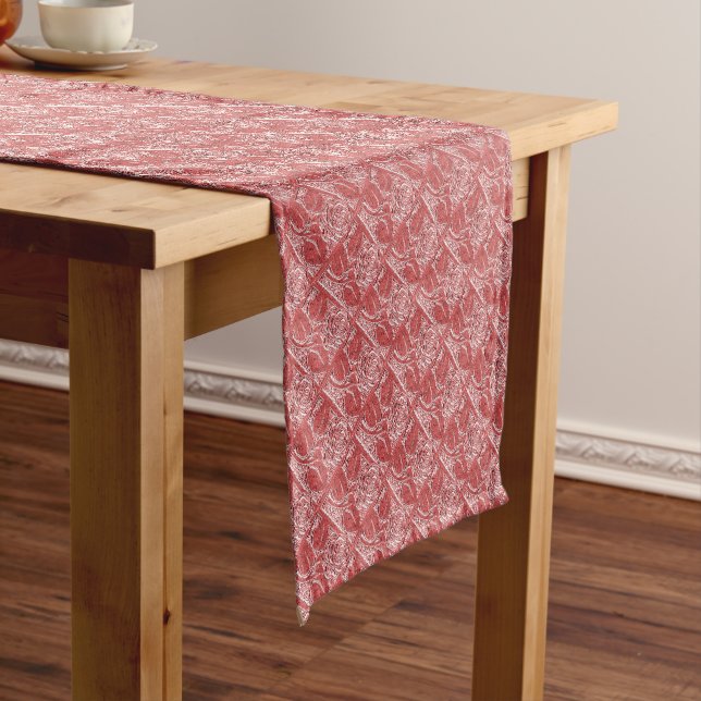 METAL ROSES 22-CORAL-TABLE RUNNER 14x72in (In Situ)