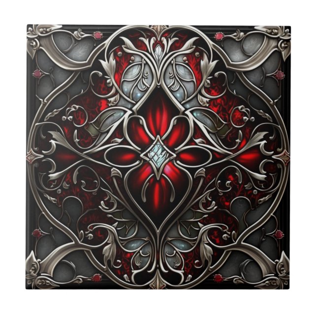 Metal Ruby Art Ceramic Tile (Front)
