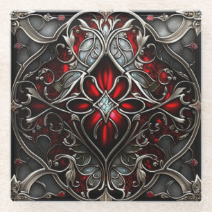 Metal Ruby Art Glass Coaster