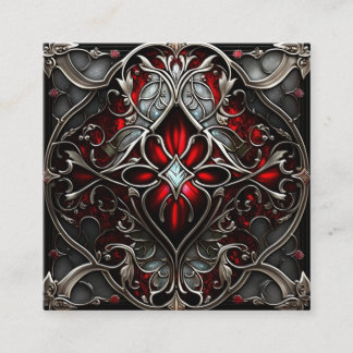 Metal Ruby Art Square Business Card