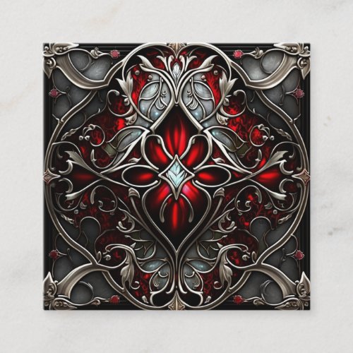 Metal Ruby Art Square Business Card