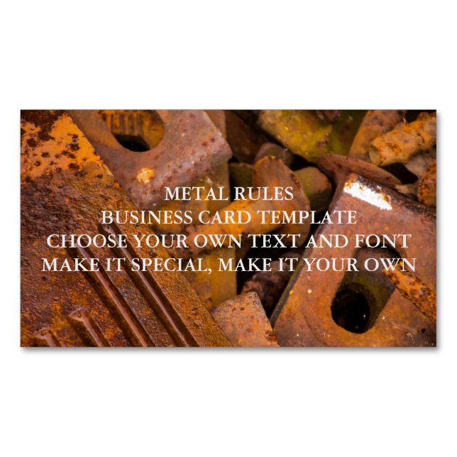 METAL RULES MAGNETIC BUSINESS CARD TEMPLATE (Front)