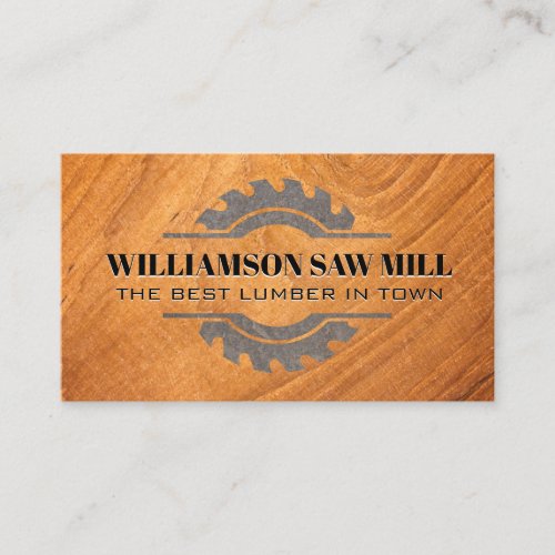 Metal Saw Logo  Wood Grain Cut Business Card