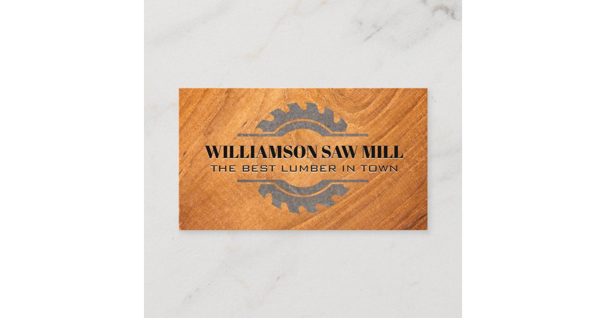 Metal Saw Logo | Wood Grain Cut Business Card | Zazzle