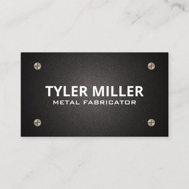 Metal Screws | Black Texture Business Card (Front)
