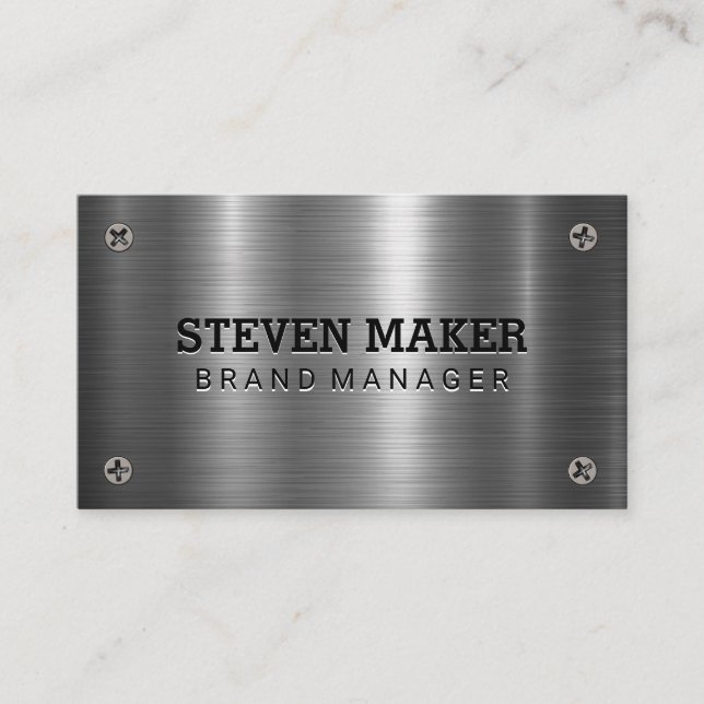 Metal Screws | Metallic Aluminum Business Card (Front)