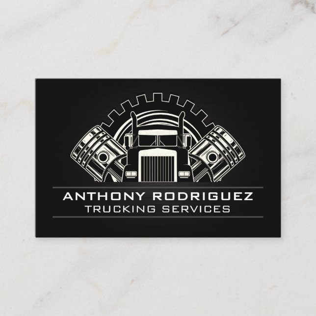 Metal Semi Truck | Driver | Logistics Transport Business Card (Front)