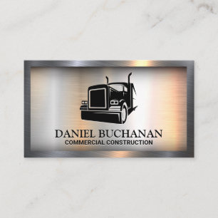 Metal Semi Truck Logo Industrial Business Card