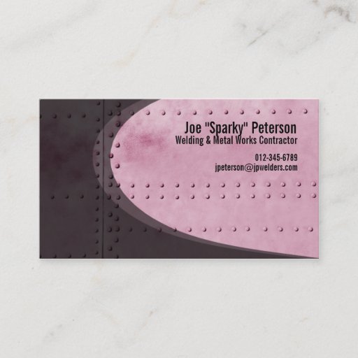Customizable Metal Sheet Rivets Red Business Card