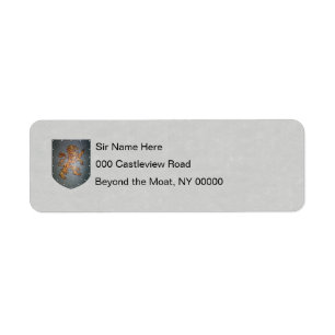 Metal Shield Lion Gray Faux Parchment Label