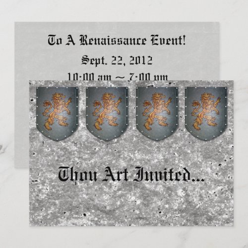 Metal Shield Lion Gray Stone Invite