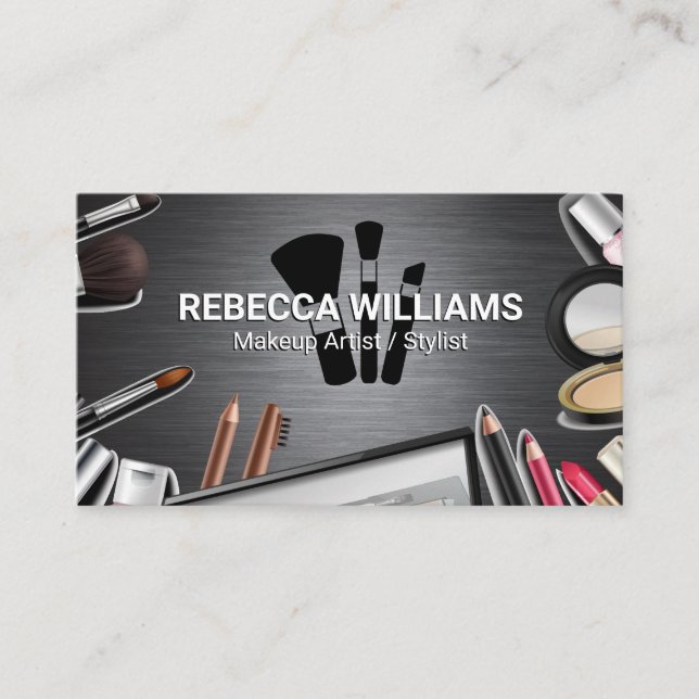 Metal Silver Brushed Business Card (Front)