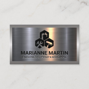 Metal Silver Brushed Home Repair Service Business Card