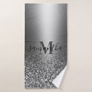 Metal Silver Glitter Bath Towel