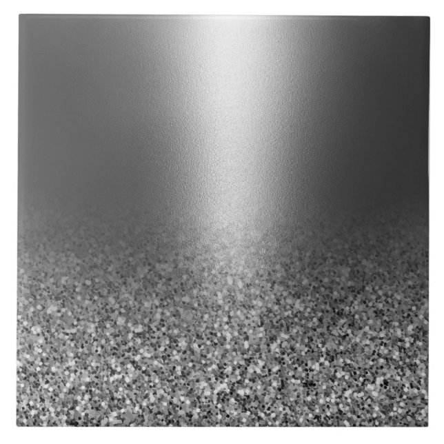 Metal Silver Glitter Ceramic Tile (Front)