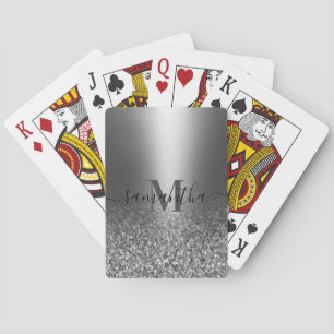 Metal Silver Glitter Poker Cards