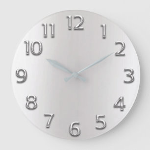 Metal Silver Gray Gray Arabic Numbers Minimalism Large Clock