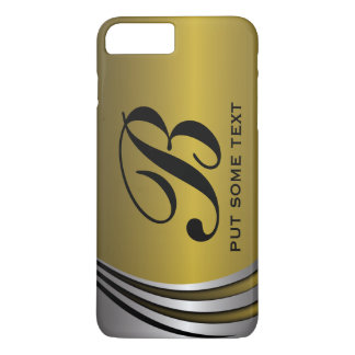 Metal silver grey and gold monogram custom iPhone 8 plus/7 plus case