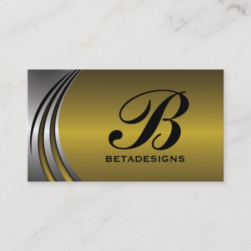 Metal silver grey, gold eye-catching monogram business card templates