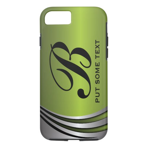 Metal silver grey green monogram custom iPhone 87 case