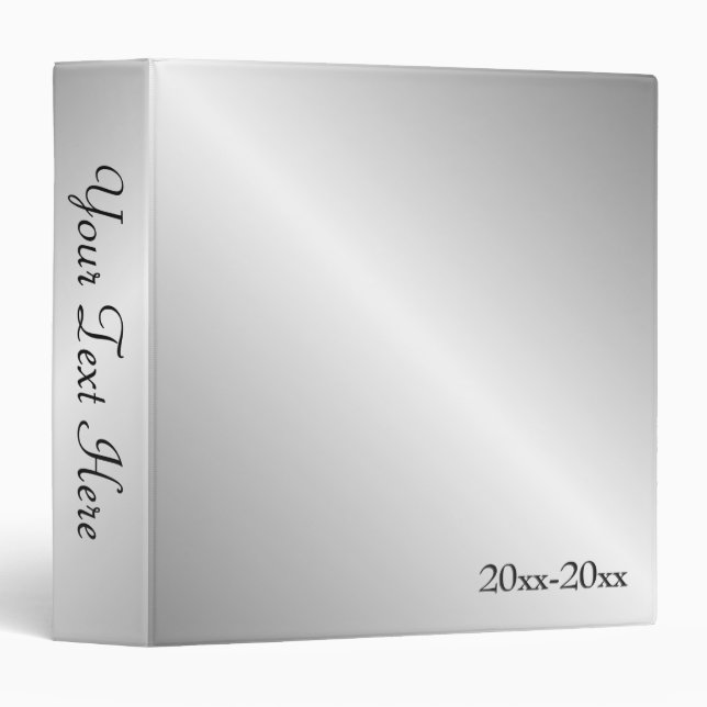 Metal Silver Look Name and Date 3 Ring Binder (Front/Spine)