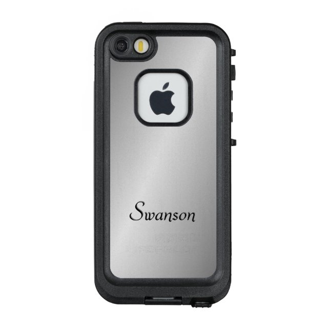 Metal Silver Look Personalized LifeProof iPhone Case (Back)