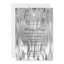 Metal Silver Look Winter Wonderland Holiday Party Invitation